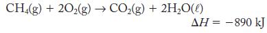 CH4(g) + 20(g)  CO(g) + 2HO(0) AH = -890 kJ