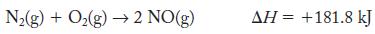 N(g) + O(g)  2 NO(g) AH = +181.8 kJ