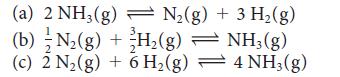 (a) 2 NH3(g) N(g) + 3 H (g) (b) N(g) + H(g) H(g) NH3(g) 4 NH3(g) 2 (c) 2 N(g) + 6 H(g)