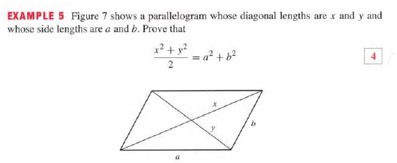 EXAMPLE 5 Figure 7 shows a parallelogram whose diagonal lengths are x and y and whose side lengths are a and