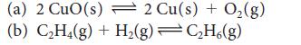 (a) 2 CuO (s) 2 Cu(s) + O(g) (b) CH4(g) + H(g)  CH6(g)