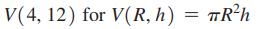 V(4, 12) for V(R, h) = TRh