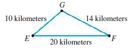 10 kilometers E G 14 kilometers 20 kilometers F