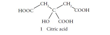 HOOC CH T CH, COOH HO 1 Citric acid COOH