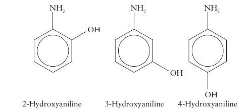 NH OH NH 2-Hydroxyaniline 3-Hydroxyaniline OH NH OH 4-Hydroxyaniline