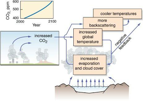 CO2, ppm 600 500 400 2000 Year 2100 increased CO cooler temperatures more backscattering increased global