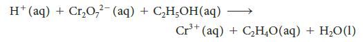 H+ (aq) + Cr0,2- (aq) + CH5OH(aq) Cr+ (aq) + CH4O(aq) + HO(1)