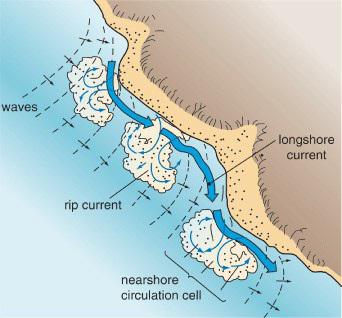waves rip current Maaranu You nearshore circulation cell longshore current