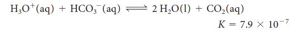 HO*(aq) + HCO3(aq) = 2 HO(1) + CO,(aq) K 7.9 X 10-7