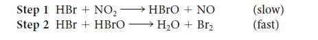 Step 1 HBr + NO Step 2 HBr + HBrO HBrO + NO HO + Br (slow) (fast)