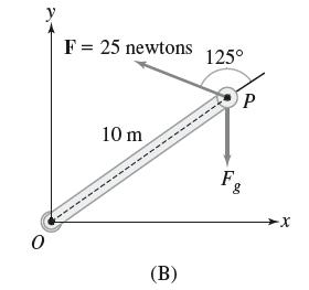 0 F = 25 newtons 125 10 m (B) P Fg -X