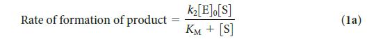 Rate of formation of product = k [E]o[S] KM + [S] (1a)
