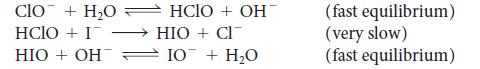 CIO + HO HCIO + I HIO + OHIO HCIO+ OHT HIO + CI + HO (fast equilibrium) (very slow) (fast equilibrium)
