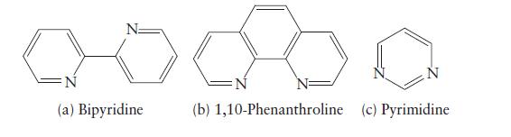 (a) Bipyridine (b) 1,10-Phenanthroline (c) Pyrimidine
