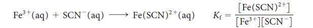 Fe+ (aq) + SCN(aq) Fe(SCN)+ (aq) 2+ Kf= [Fe(SCN)+] [Fe+][SCN]
