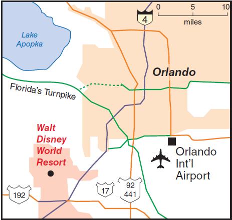 Lake Apopka Florida's Turnpike 192 Walt Disney World Resort 17 92 441 4 5 miles Orlando Orlando Int'l Airport