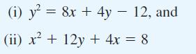 (i) y = 8x + 4y - 12, and (ii) x + 12y + 4x = 8