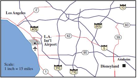 Los Angeles 2 405 Scale: 1 inch = 15 miles L.A. Int'l Airport 110 42) 710, (90) 605 5 (39 10 Disneyland 60