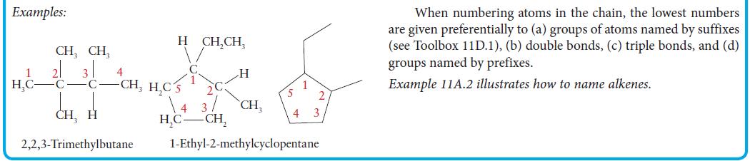 Examples: 1 HC- CH CH C C H CHCH 4 -CH HC 5 CH H 2,2,3-Trimethylbutane. HC - CH H CH 5 4 1 2 3