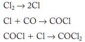 Cl  2C1 Cl + CO COCI  COCI+ CI COC1
