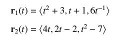 r(t) = (+ 3,1 + 1,6t-) r2(t) = (4t, 2t 2, 1-7) -