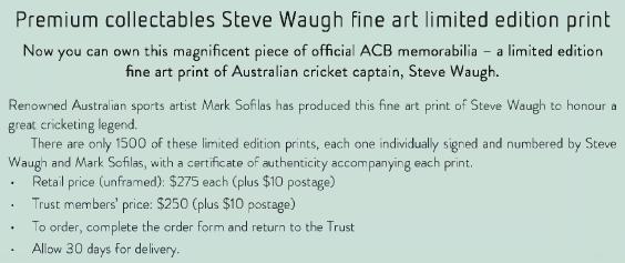 Premium collectables Steve Waugh fine art limited edition print Now you can own this magnificent piece of