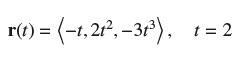 r(t) = (-1,21, -31), t = 2