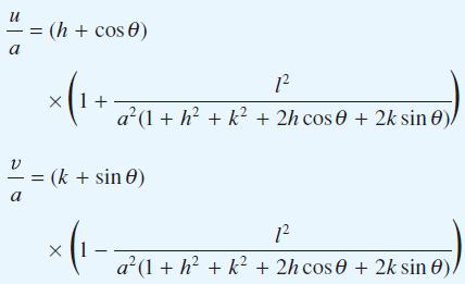 U a 2 a (h + cos 0) x 1 + 1 a(1 + h+k + 2h cos 0 + 2k sin )) = (k+ sin 0) x 1 1 a(1 + h+k + 2h cos 0 + 2k sin