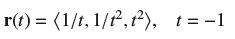 r(t) = (1/t, 1/1,t), t = -1
