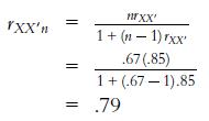 VXX'n || || nrXX' 1+ (n-1) rxx' .67 (.85) 1+(.67-1).85 .79