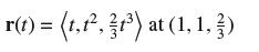 r(t) = (t.1, 31) at (1, 1, 3)