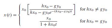 x (t) = [xo [hxo Xo hxo-gyo hxo-gyoe-(hxo-g3g)r Xo 1+hxot for hxo # gyo for hxo = gyo