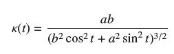 k(t) = ab (b cost + a sin t)/2