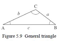 b C C a A Figure 5.9 General triangle B