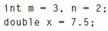 int m3, double x = 7.5; n = 2;
