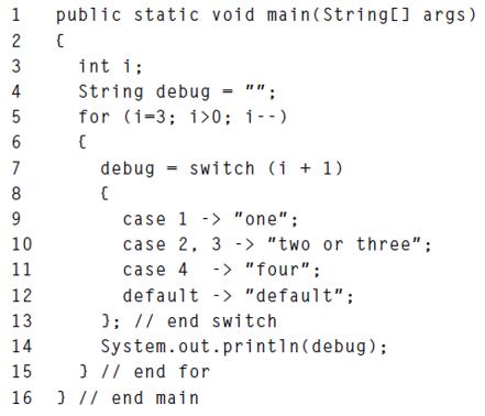 1 456 WNH 2 3 6     7 8 10 11 12 13 14 15 16 public static void main(String[] args) ( int i; String debug for