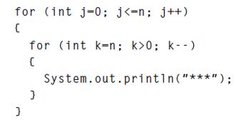 for (int j-0; j 0; k--) { } System.out.println("***");