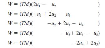 W = (T/d)(2u, W = (T/d)(-u W = (T/d)( W = (T/d)( W = (T/d)( 1 + 2u Uz ) ) ) -U3+ 2U - Us) - 2u4 + 2us) -