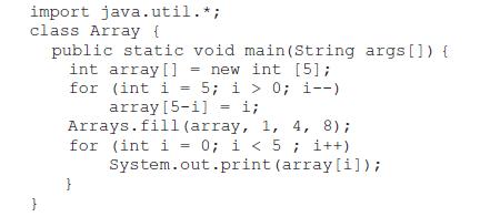 import java.util. *; class Array { public static void main (String args []) { int array[] = new int [5]; for