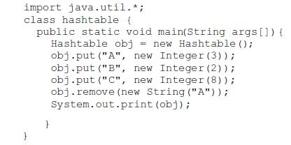 import java.util. *; class hashtable { } public static void main(String args []) { Hashtable obj = new