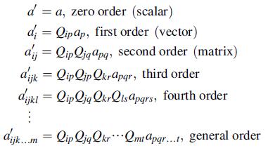 da, zero order (scalar) d; = Qipap, first order (vector) dj = lip liqapq, second order (matrix) d'ijk =