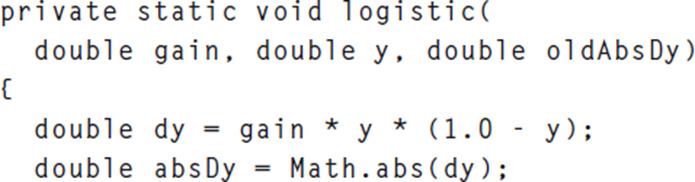 private static void logistic( double gain, double y, double oldAbs Dy) { double dy double abs Dy = gain* y*