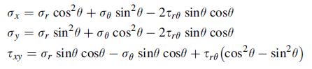 0x = or cos0+ 0 sin0 - 2tre sino cos y = 0, sin0 + cos0 - 2tre sino cost Txy = 0, sino cos0 - sino cose + t,