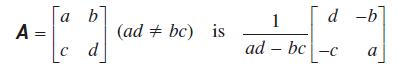 A= a b c d (ad + bc) is 1 d-b ad-bc-c a