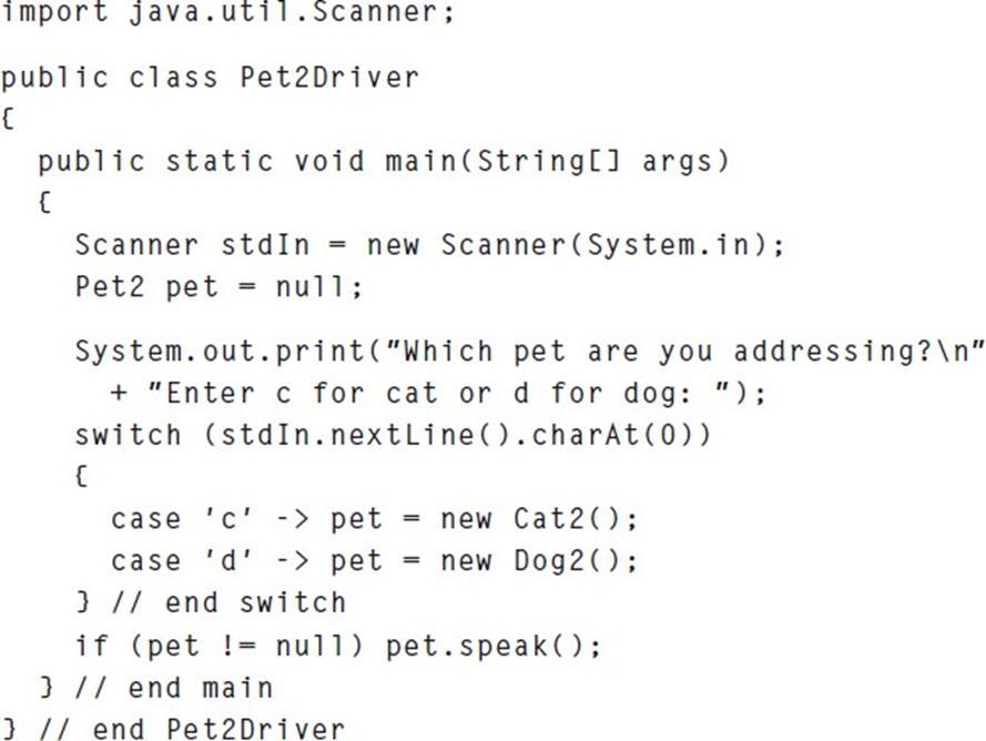 import java.util.Scanner; public class Pet2Driver { public static void main(String[] args) { Scanner stdIn =
