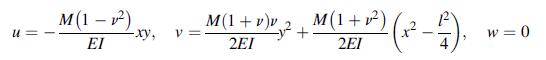 U M(1-1) EI -xy, M(1 + v)v 2EI V=- M(1 + ) (-). -5), 4 -y + w=0