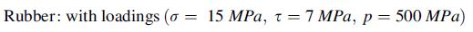 Rubber: with loadings (o= 15 MPa, t = 7 MPa, p = 500 MPa)
