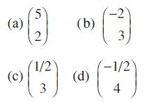 (a) (c) 5 2 1/2 3 (b) (d) -2 3 (-1/2) 4