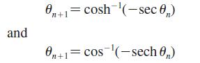 and n+1 cosh (-sec 0) On+1= cos(-sech 0,)