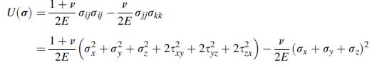 U(a): = 1+v 2E ijo ij V 2E jjkk 1+v =  +  ( 0  + 0  +0 + 2 + 2 + 2)(+0+0 2E 2E
